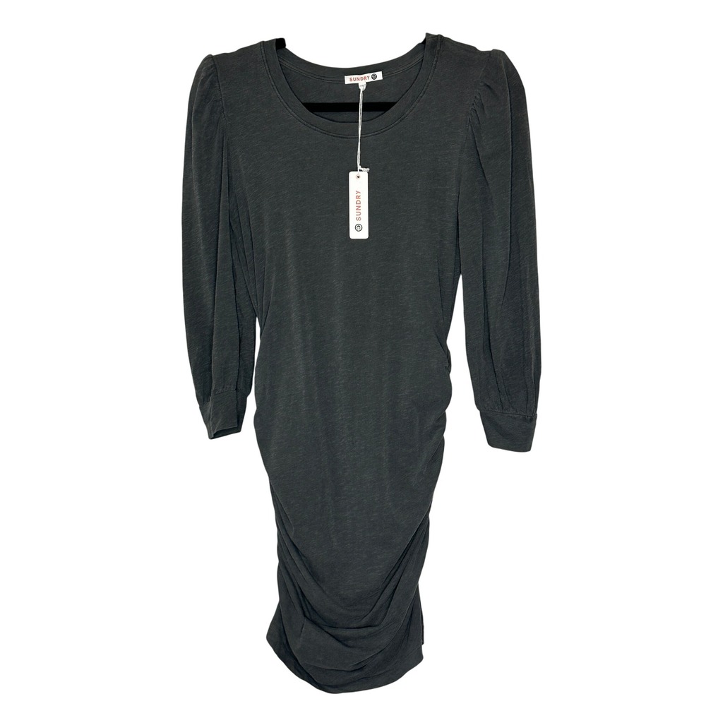 SUNDRY Women's Gray Long Sleeve Ruched Bodycon Dress Size‎ 1 US XS Made In USA